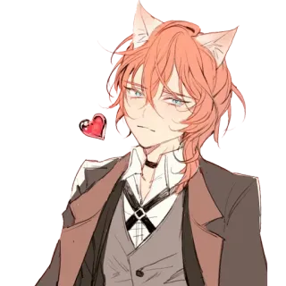 ❤️ Anime, Katzenohren, Choker, Anzug telegram sticker