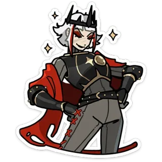 🤩 Anime, Cartone animato, Demone, Regina, Corona, Armatura, Fantasy telegram sticker