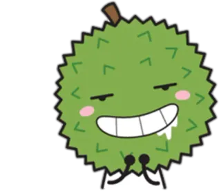 🤤 Durian, Owoc, Kreskówka, Uroczy, Szczęśliwy, Jedzenie telegram sticker