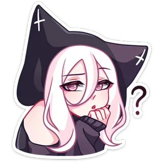 🤨 ? Аниме, Стикер, Вопрос, Милый, Девушка, Кошачьи уши telegram sticker
