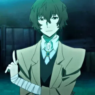 🍃 Dazai Osamu Bungo Stray Dogs Anime, Dazai Osamu, Bungo Stray Dogs, Charakter, Verband, Manga whatsapp sticker