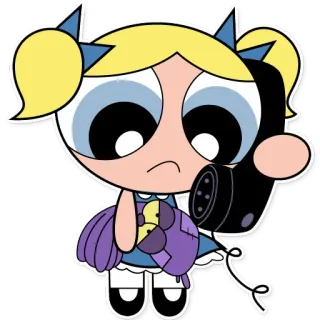 🙁 Bubbles Powerpuff Girls cartone animato, telefono, carino, bambola, blu telegram sticker