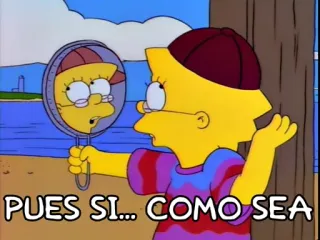 🙄 Lisa Simpson The Simpsons PUES SI... COMO SEA リサ・シンプソン, ザ・シンプソンズ, アニメ, アニメーション, スペイン語, 鏡, 表情 telegram sticker