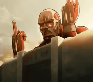 ๐ Colossal Titan Attack on Titan anime, monster, titan, middle finger, attack on titan telegram sticker