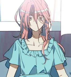 😶 anime, girl, pink hair, cartoon, character, woman telegram sticker