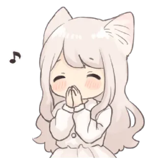 🍄 动漫女孩, 猫耳, 可爱, 卡哇伊, Q版 whatsapp sticker