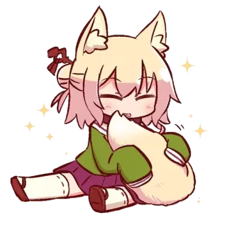 🦊 Anime, Fille renard, Mignon, Kawaii, Chibi, Kemonomimi telegram sticker
