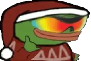 😎 Pepe the Frog Pepe the Frog, meme, internet culture, sticker, Christmas, Santa hat, offensive gesture whatsapp sticker