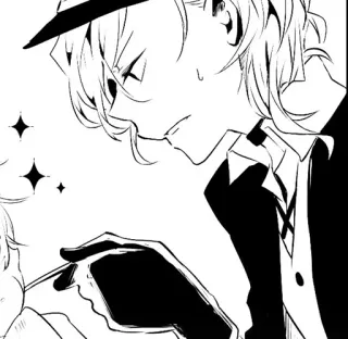 🐈 Anime, Manga, Charakter, Schwarzweiß, Illustration telegram sticker