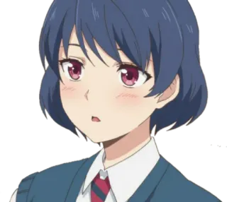 😓 Anime, Meisje, Schooluniform, Leuk, Vrouwelijk, Cartoon telegram sticker
