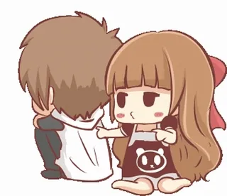 😑 Cartoon, Paar, Süß, Mädchen, Junge, Anime telegram sticker