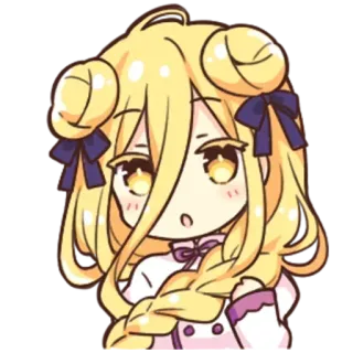 😲 Anime, Chibi, Mignon, Fille, Blonde, Dessin animé whatsapp sticker