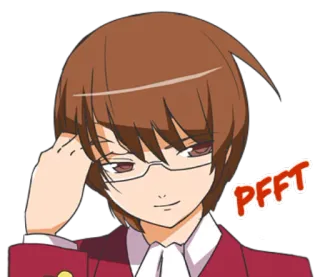 😏 Pfft animé, fille, pfft, lunettes, suffisant, expression telegram sticker