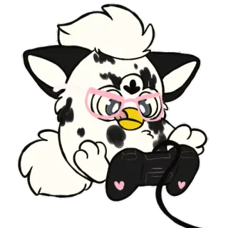 🎮 furby, gamer, glasses, controller, cartoon, cute telegram sticker