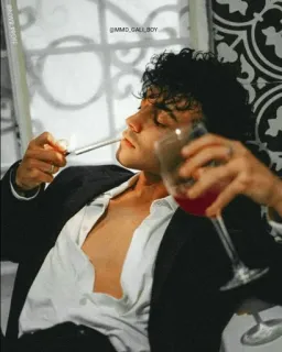 🙂 man, smoking, drink, cigarette, alcohol, glass telegram sticker
