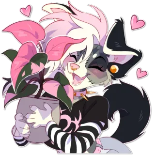 🪴 furry, anthro, cute, plant, pink, happy, goth, sticker whatsapp sticker