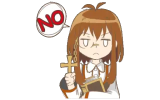 😕 NO Animé, Dessin animé, Croix, Rejet, Femme, Désaccord telegram sticker