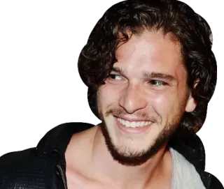 😄 Jon Snow Game of Thrones Kit Harington, aktor, potret, rambut keriting, pria, senyum whatsapp sticker