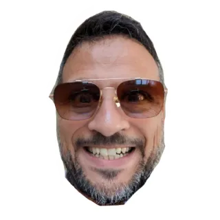 🤐 hombre, persona, cara, retrato, gafas de aviador, sonriendo telegram sticker
