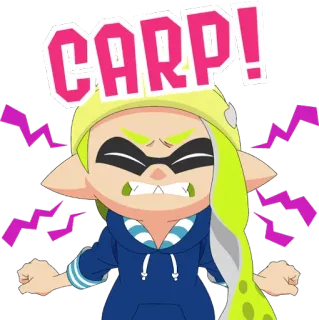 😬 CARP! злость, мультфильм, выражение, разочарование, splatoon whatsapp sticker