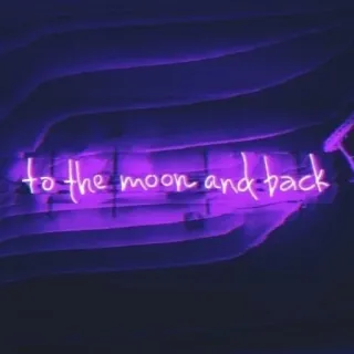💜 to the moon and back luna, amore, neon, viola, romantico, espressione whatsapp sticker
