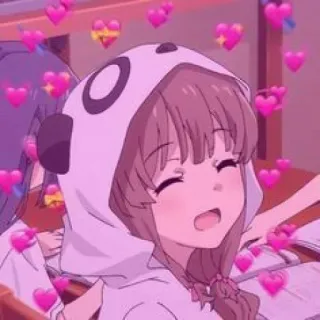 ❤️ Anime, Chica, Panda, Sudadera con capucha, Corazones, Lindo, Kawaii telegram sticker