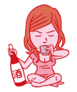 🥃 酒 alcol, donna, bere, sakè, giapponese, asiatico, cultura whatsapp sticker