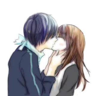 ❤ Anime, Baiser, Romance, Amour, Couple, Affectueux telegram sticker