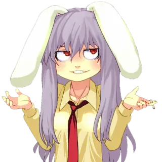 😔 аниме, девушка, заячьи ушки, самодовольный, иллюстрация telegram sticker