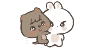 ▫️ dibujo animado, animal, oso, conejo, lindo, kawaii, pegatina whatsapp sticker