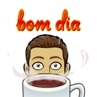 ☕️ bom dia bonjour, café, salutation, dessin animé, Bitmoji telegram sticker