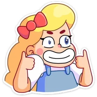 👍 kartun, gadis, jempol ke atas, pirang, imut, stiker whatsapp sticker