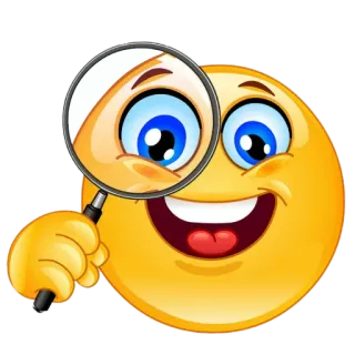 🔎 emoji, magnifying glass, search, happy, yellow, face telegram sticker