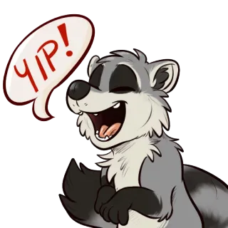 😄 YIP! raccoon, cartoon, animal, cute, happy, furry whatsapp sticker