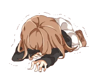 👩 Anime, traurig, weinend, Mädchen, emotional, erschöpft telegram sticker