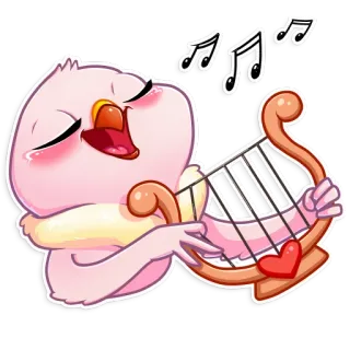 🎵 bird, lyre, music, cute, cartoon, animal telegram sticker