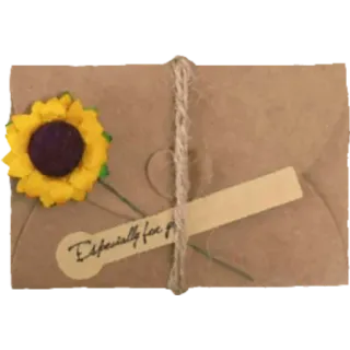💌 Especially for you girasole, regalo, pacco, nota, artigianato, confezione telegram sticker