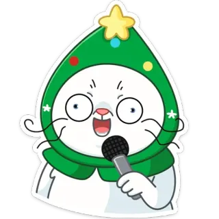 🎤 Katze, Mikrofon, Singen, Weihnachten, Cartoon, süß telegram sticker