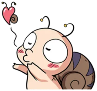😘 siput, kartun, imut, cinta, hati, ciuman whatsapp sticker