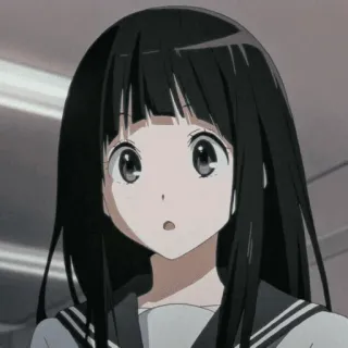 🍶 anime, chica, pelo negro, uniforme escolar whatsapp sticker