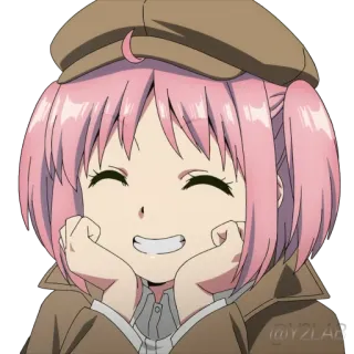 😁 Anime, Menina, Cabelo rosa, Fofa, Feliz, Sorrindo telegram sticker
