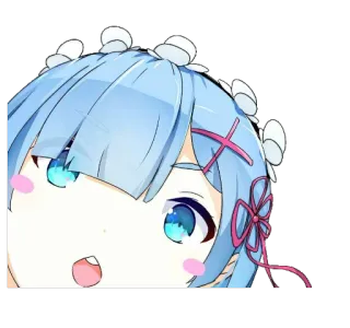 😯 Rem Re:Zero anime, cute, maid, blue hair whatsapp sticker