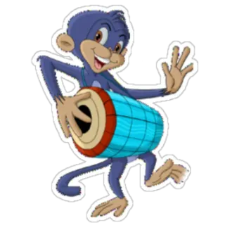 🥁 Affe, Cartoon, Trommel, Tier, Süß, Aufkleber telegram sticker