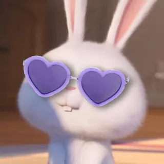🤓 Snowball The Secret Life of Pets Hase, Häschen, süß, Herz Sonnenbrille, Cartoon, Tier, Haustier telegram sticker