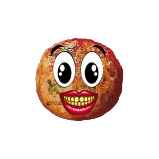😃 almôndega, desenho animado, comida, emoji, rosto telegram sticker