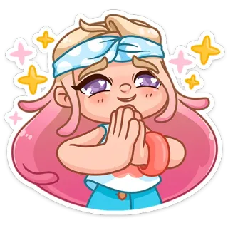 🙏 Dessin animé, Mignon, Blond, Fille, Paillettes telegram sticker