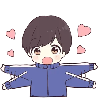 🥰 anime, cute, boy, hearts, cartoon, chibi telegram sticker