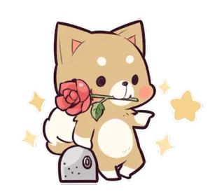 👈 собака, роза, звёзды, милый, животное, каваий, питомец telegram sticker