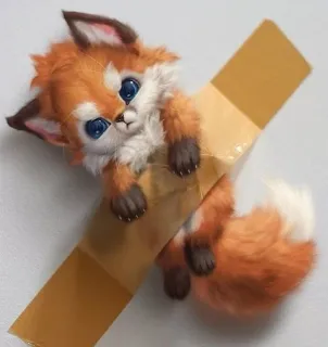 💢 fox, animal, cute, furry, doll, toy, orange telegram sticker