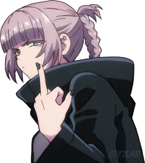 🖕 anime, chica, dedo corazón, grosero, molesta whatsapp sticker